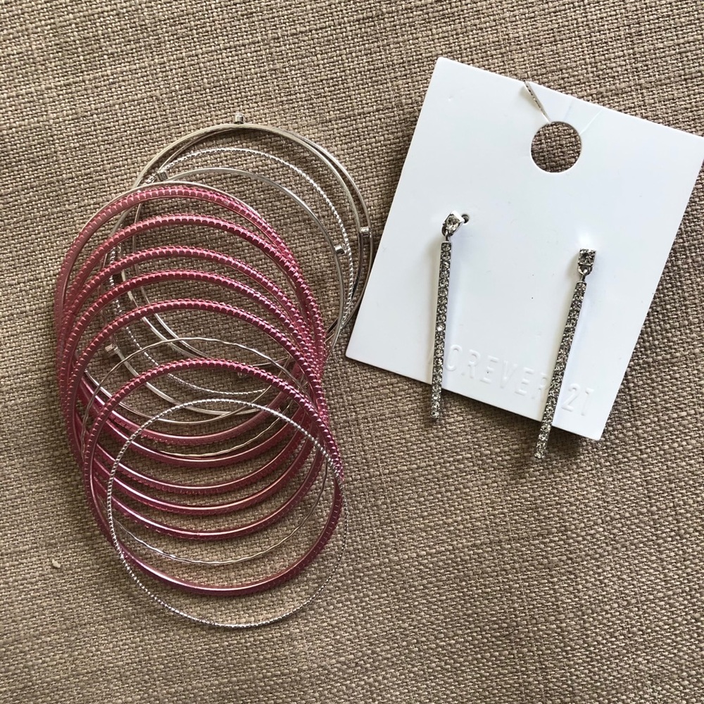 NEW Shiny Faux diamond Earring + Bracelets Bundle